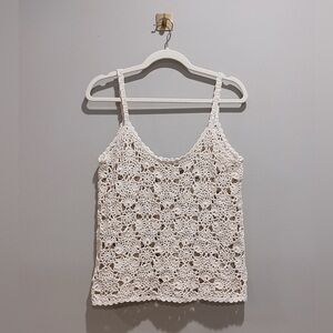 Zara Cream Crochet Tank Top Size Medium EUC